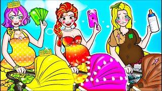 paper dolls Pregnant Mother and Daughter Talented  Rapunzel Compilation 놀이 종이