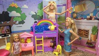 Barbie and Ken at Barbie’s Dream House with Barbie and Barbie Sisters Babysitting Fun and Sleepover