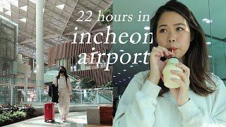 22 Hour Long Layover in Incheon Airport  Korean convenience store food free Transfer Lounge