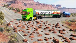 Cars vs Rocks on Road #4  BeamNG.DRIVE