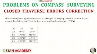Compass Surveying - Problem No 6  Error Correction of a Closed Traverse 