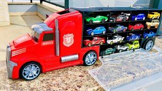 Car transporter with miniature hot wheels metal small cars  American Truck