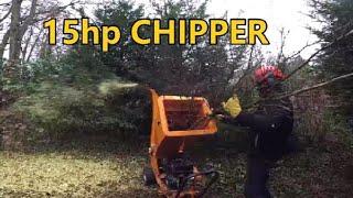 CHIPPING with a 15HP petrol drum chipper