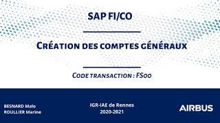 SAP - Transaction FS00 - Création comptes généraux