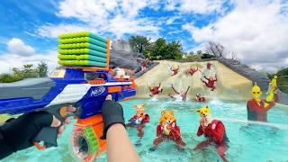 Nerf War  Water Park & SPA Battle 27 Nerf First Person Shooter