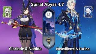 DUO C0 Clorinde x Nahida & C0 Neuvillette x Furina - Spiral Abyss 4.7 Floor 12 Genshin Impact