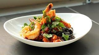 Babbo - Squid Ink Chorizo and Shrimp Pasta