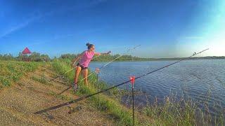 ЛОВЛЮ КАРАСЯ. Рыбалка на донки. Клюет на все. Russian fishing