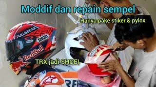 modif helm honda - TRX jadi SHOEI marc marquez - #repainthelm #kreatif