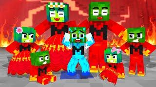 Monster School   Squid Game x ICE ZOMBIE is ADOPTED by FIRE FAMILY - Minecraft Animation