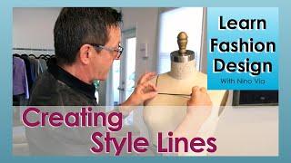 How To Create Style Lines On Dress Form  Style Lines In Fashion Design  Style Tape  Nino Via