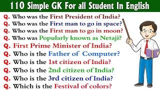 110 Simple GK For Kids In English  Kids GK  GK For all Student In English  General Knowledge GK