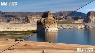 Lake Powell Water Level July 2023 Lone Rock Visual Update BeforeAfter