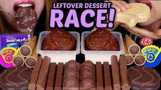 ASMR LEFTOVER DESSERT RACE BIG CHOCOLATE PROFITEROLES CADBURY KITKAT FERRERO GUMMY ROLLS 먹방