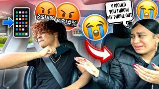 THROWING MY GIRLFRIEND PHONE OUT THE CAR WINDOW*PRANK*