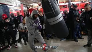 LAMONT PETERSON LOOKING TO PUNISH SPENCES BODY - FOCUSED BODY ATTACK ON HEAVY BAG DURING WORKOUT