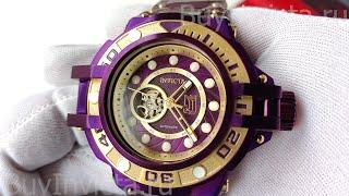 Invicta Jason Taylor 40412 Automatic Open Heart Mens Watch Purple  Большие Механические Часы