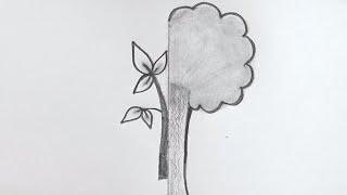 Half face drawing - 11  Plant Tree @TamilNewArt