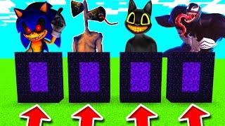 Minecraft PE  DO NOT CHOOSE THE WRONG PORTAL Sonic.EXE Siren Head Venom & Cartoon Cat