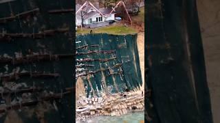 Complete Devastation Erosion In Stevensville. Powerful Lake  Michigan Homes Falling