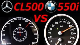 Mercedes CL 500 vs BMW 550i - 0-200 Acceleration Sound Onboard Autobahn compare