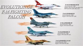 Evolution of F-16 Fighting Falcon F-16A Block 1 to F-16V Block 72