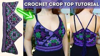 Easy Summer Crochet Top Tutorial Using 2 Squares & 5 Triangles  Brunaticality Crochet