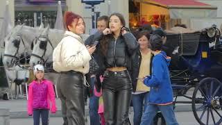 Ladys in leather pants coat or boots in public