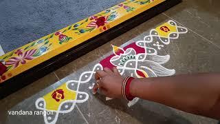 Easy border rangoli designs  Friday rangoli Lotus rangoli Festival rangoli Sravana masam muggulu