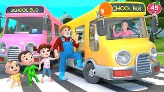 Wheels on the Bus  Pink Blue and Yellow Buses  Lalafun Nursery Rhymes & Kids Songs