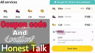 Rapido coupon code and location problem  rapido coupon code  rapido bilke lite and bike  rapido