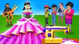 Scary Teacher 3D vs Squid Game Sew Princess Dress Nice or Error Dressing Room 5 Times Challenge