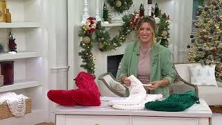 Home Reflections Set of 2 Ribbed Plush Stockings on QVC