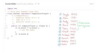 Algorithms Sort An Array with Comparator