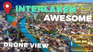 4K  Interlaken Drone FootageBetween Alpine LakesAwesome #visitswitzerland #travel