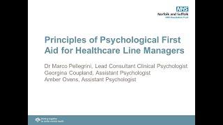 Principles of Psychological First Aid for Healthcare Line Managers