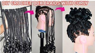 Most beautiful DIY crochet box braids hairstyle with curly endsDetailed steps.