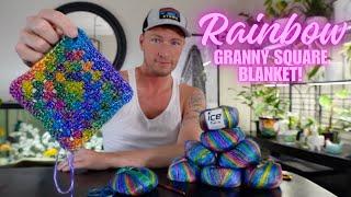 Rainbow Granny Square Blanket Using Ice Yarns  URBAN FARMBOYS