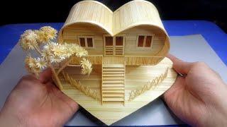 Heart house diy  Bamboo stick craft ideas