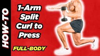 HOW TO- Dumbbell 1-Arm Split Curl to Press Full Body Arms & Shoulders Exercise to Burn Fat