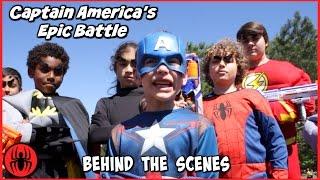 Captain Americas Epic Battle BEHIND THE SCENES w The Flash real life comic movie SuperHero Kids