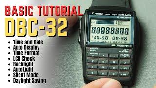 Casio DBC32 Tutorial and Tips Set Time Date Format Silent Backlight Daylight Saving LCD Check