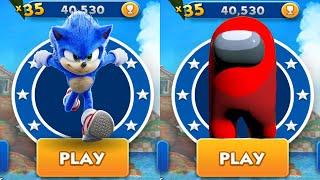 Sonic Dash vs Among Us Rush - Movie Sonic vs All Bosses Zazz Eggman -  All 66 Characters Unlocked