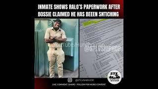Inmate Shows Ralo paperwork After claims Of him snitching  Rumors