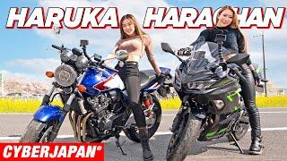 【バイク女子】バイク乗ったギャル二人が桜ツーリング【CYBERJAPAN】