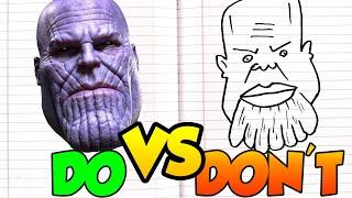 DOs & DONTs Drawing Avengers MARVEL Ironman Hulk Captain America Thanos In 1 Minute CHALLENGE