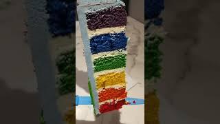 Rainbow Cake for my Godson   Buttercream rainbow cake cutting