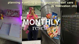 MONTHLY RESET MOTIVATION  how to set goals + gym girl grocery shopping + planning a new month ️