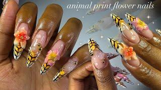 Animal Print Flower Nails summer nails + Q&A