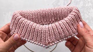 Идеальный двойной ворот спицами резинкой 1 на 1 для свитера Очень просто